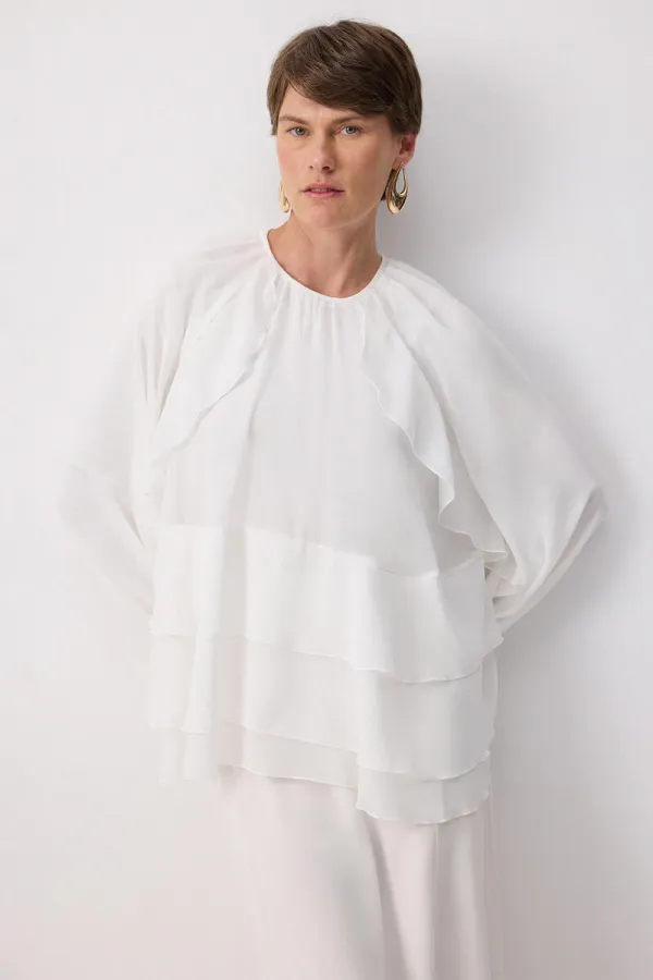 RUFFLED CHIFFON BLOUSE