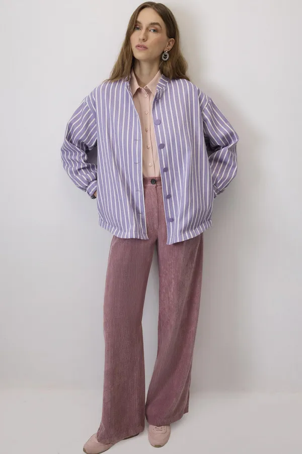 ÇİZGİLİ GABARDİN CEKET