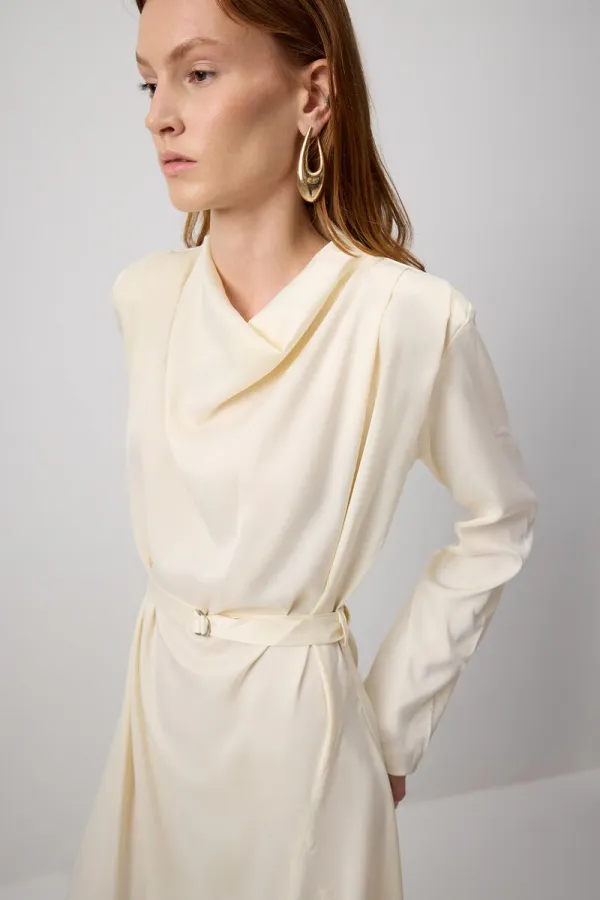 SATIN DRESS WITH PADDED LEGS