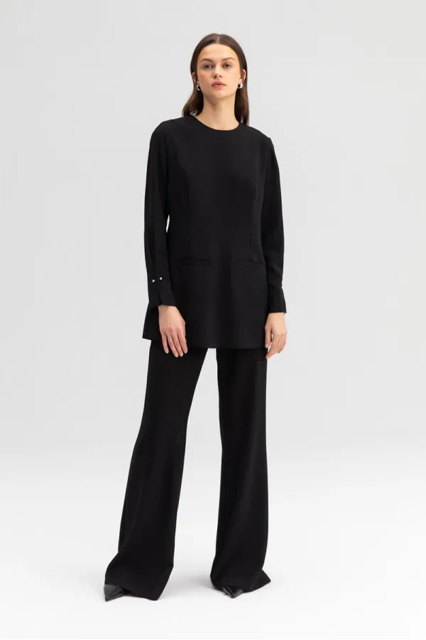 MANŞET DETAYLI KREP TUNİK