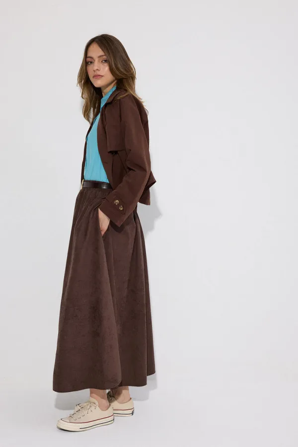 SUEDE SKIRT WITH ELASTIC WAISTBAND SUEDE SKIRT WITH ELASTIC WAISTBAND