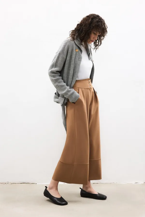 PANTALON À PLIS TAILLE HAUTE