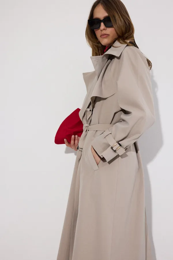 DOUBLE-BREASTED MAXI TRENCH COAT