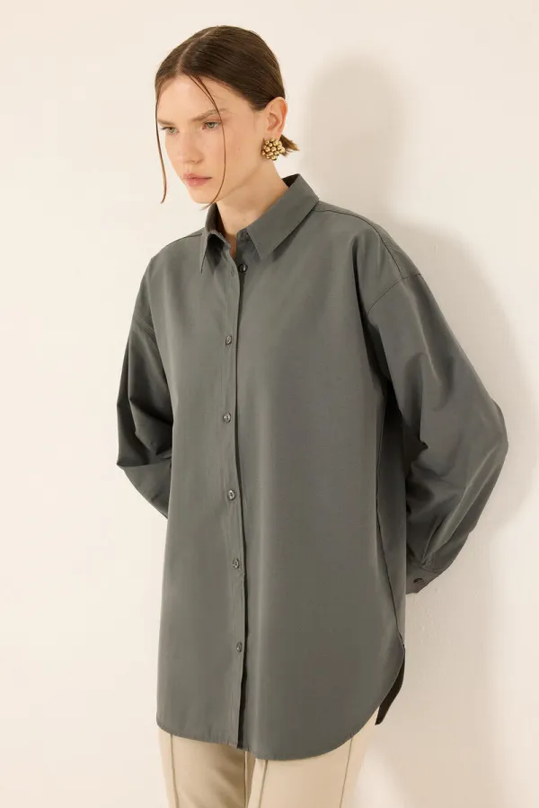 CHEMISE EN POPLIN COUPE SURDIMENSIONNÉE