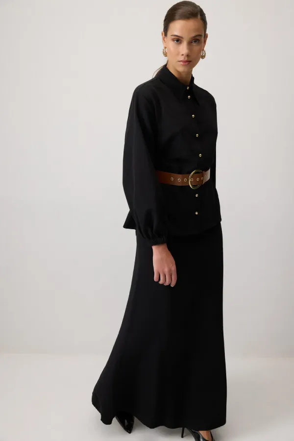 ENSEMBLE CHEMISE ET JUPE TEXTURÉES AVEC CEINTURE