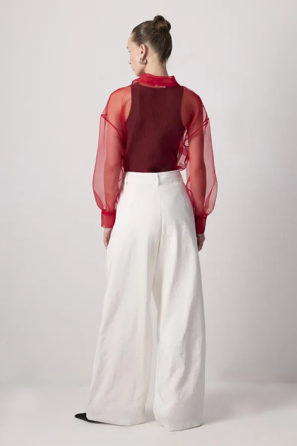 PİLE DETAYLI KUPRA PANTOLON