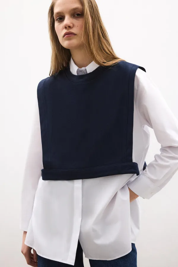 ÖRME SÜVETERLİ POPLİN GÖMLEK