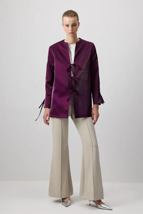 ÖNÜ BAĞLAMALI SİMLİ CEKET