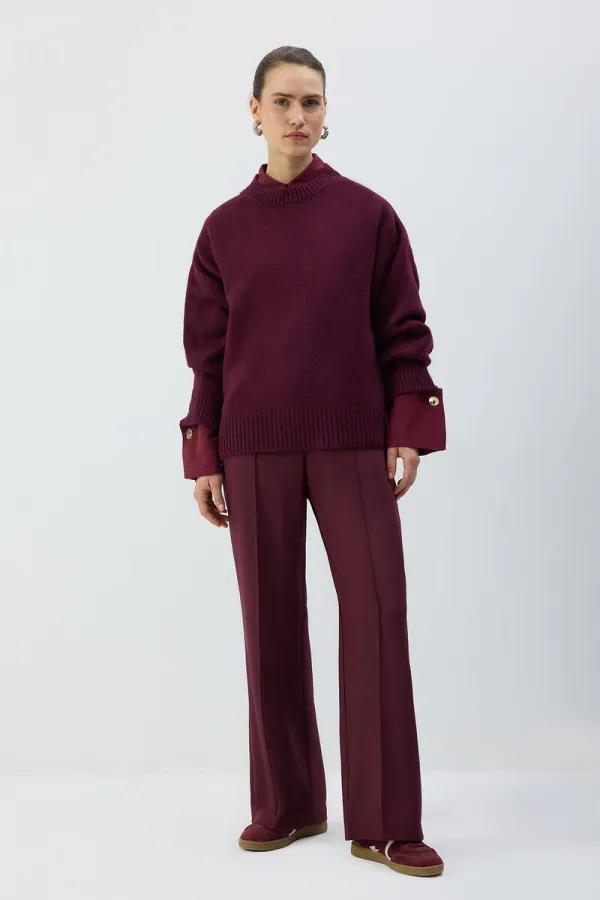 RIBBED PANTS WITH ELASTIC WAISTBAND