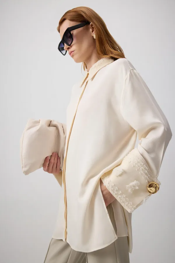 FLORAL LACE VISCOSE SHIRT