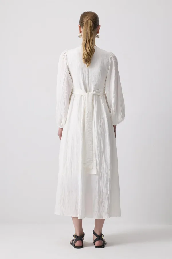 V YAKA GOFRE ELBİSE