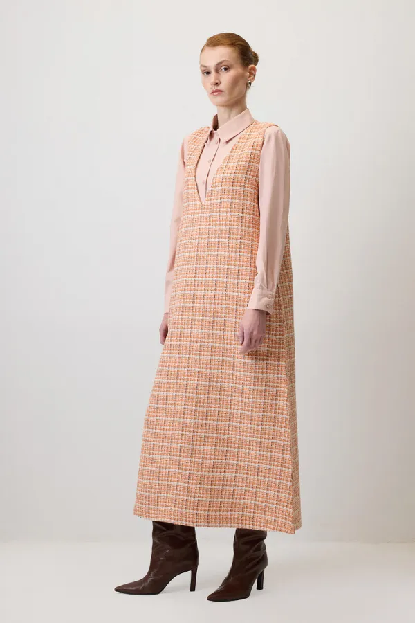 Tweed Plaid V-Neck Vest