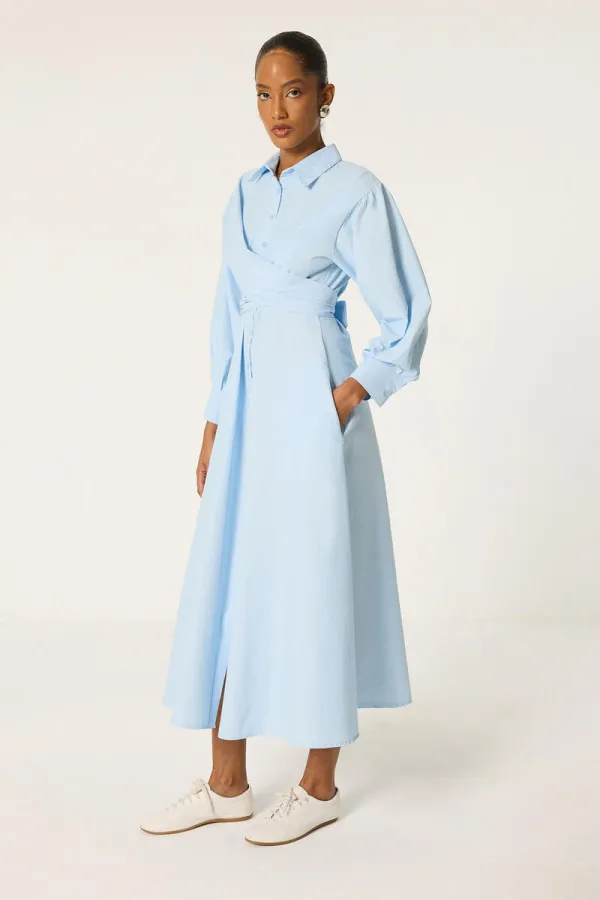 FRONT-TIE SHIRT DRESS