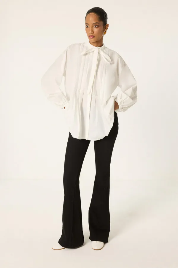 FRONT PLEATED POPLIN SHIRT FRONT PLEATED POPLIN SHIRT