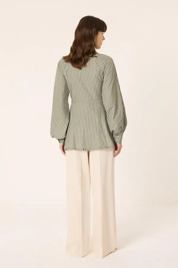 STRIPED PEPLUM SHIRT STRIPED PEPLUM SHIRT