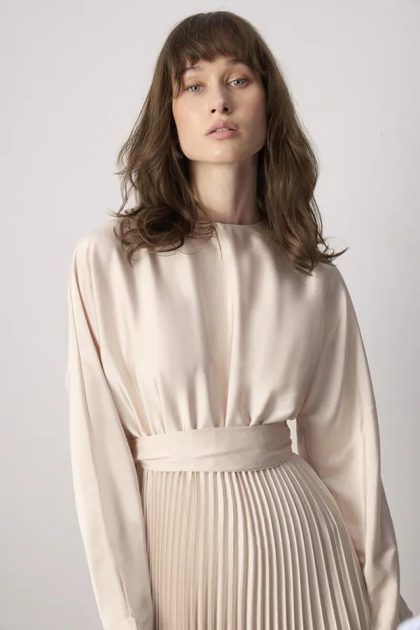 PİLELİ SATEN  ELBİSE