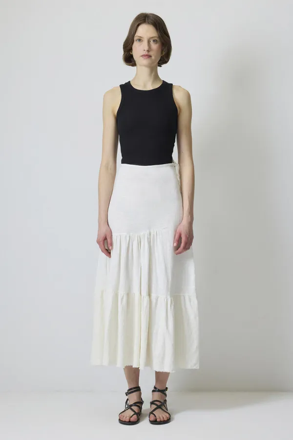 LONG LINEN SKIRT WITH PIECES LONG LINEN SKIRT WITH PIECES
