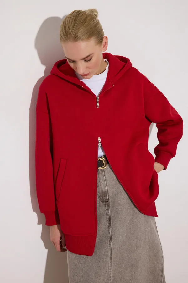 HOODED SWEATSHIRT WITH ZIPPER DETAIL