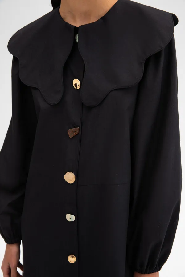 WIDE COLLAR BUTTONED POPLIN DRESS WIDE COLLAR BUTTONED POPLIN DRESS