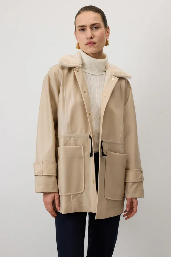 FUR COLLAR LEATHER JACKET