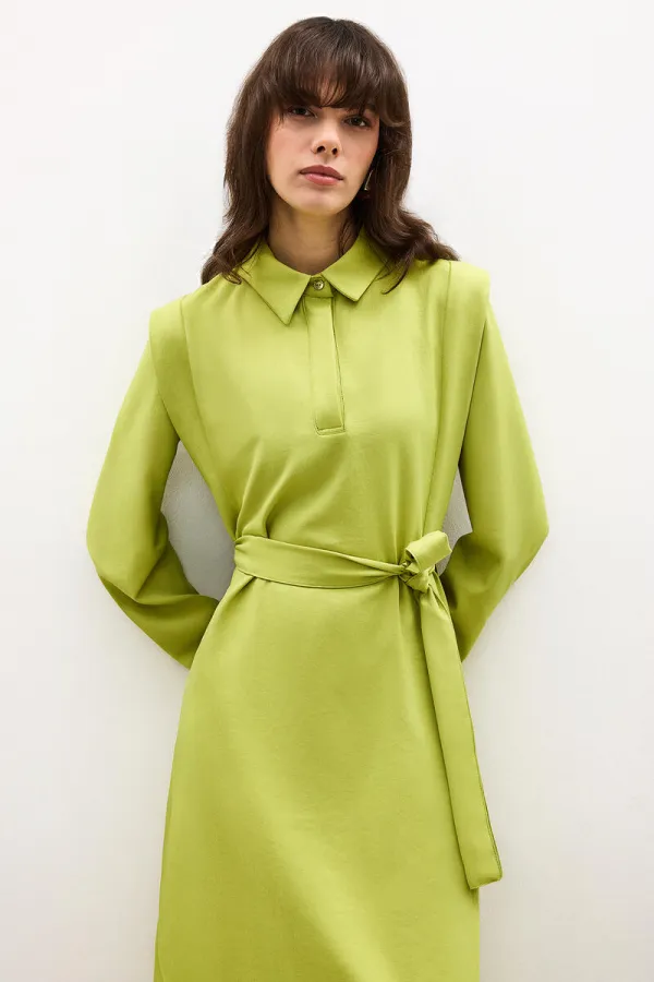 SHIRT COLLAR CREPE DRESS SHIRT COLLAR CREPE DRESS