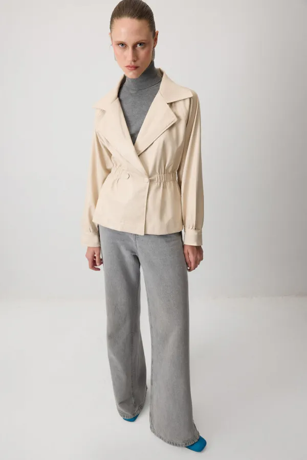 VESTE CROISÉE AVEC TAILLE ÉLASTIQUE