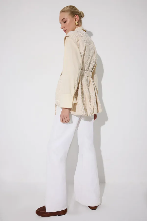 NAKIŞLI UZUN GABARDİN YELEK