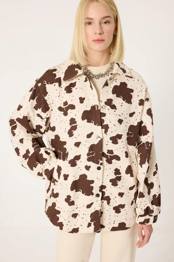 VESTE EN GABARDINE MINEURE À MOTIFS