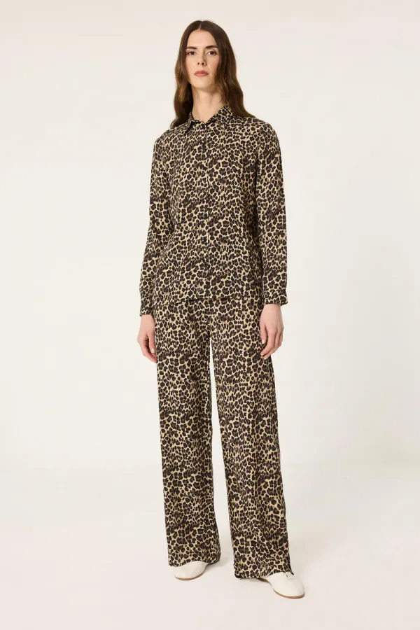 LEOPARD PRINT SHIRT AND TROUSER SET
