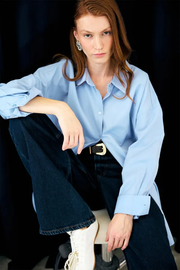 WIDE-LEG DENIM PANTS