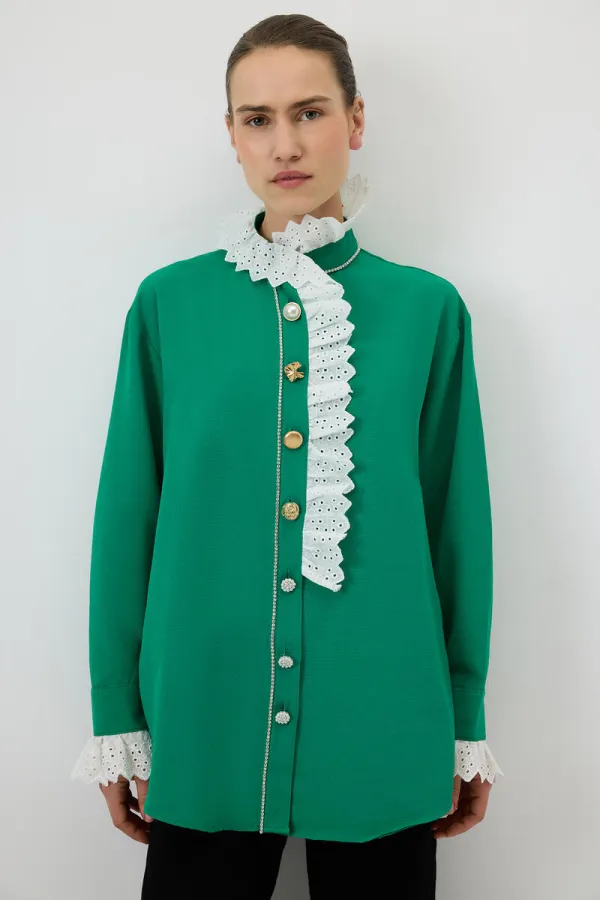 EMBROIDERED SHIRT WITH STONE EMBELLISHMENTS