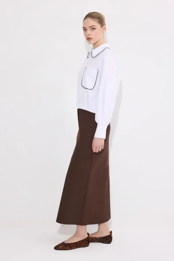 TAŞ İŞLEMELİ KISA GÖMLEK