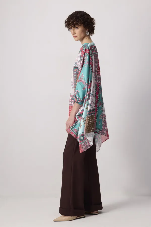 ŞAL DESENLİ YARASA KOL TUNİK