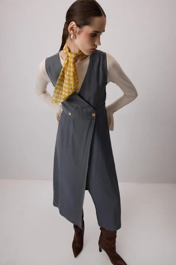 WRAP-BREASTED PLEATED VEST