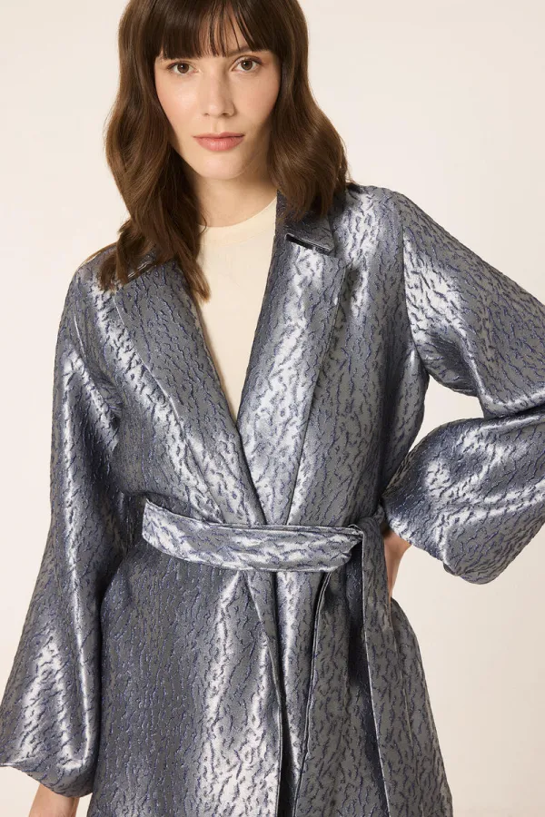 VESTE JACQUARD AVEC DÉTAIL DE CEINTURE