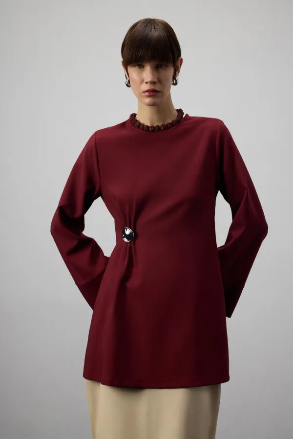 DRAPED BLOUSE WITH METAL ACCESSORIES