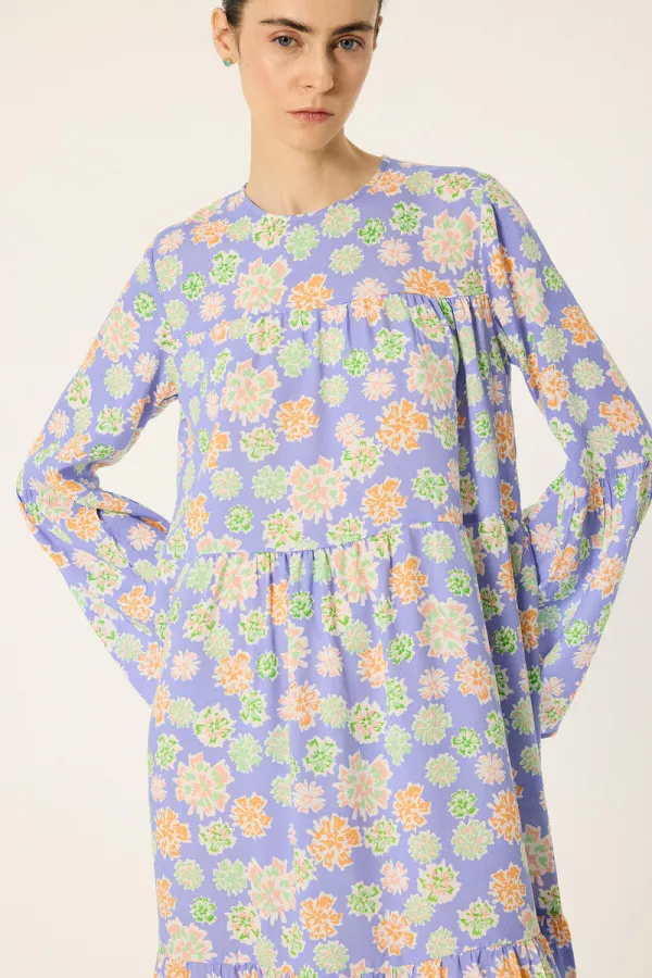 PATTERNED RUFFLED DRESS PATTERNED RUFFLED DRESS