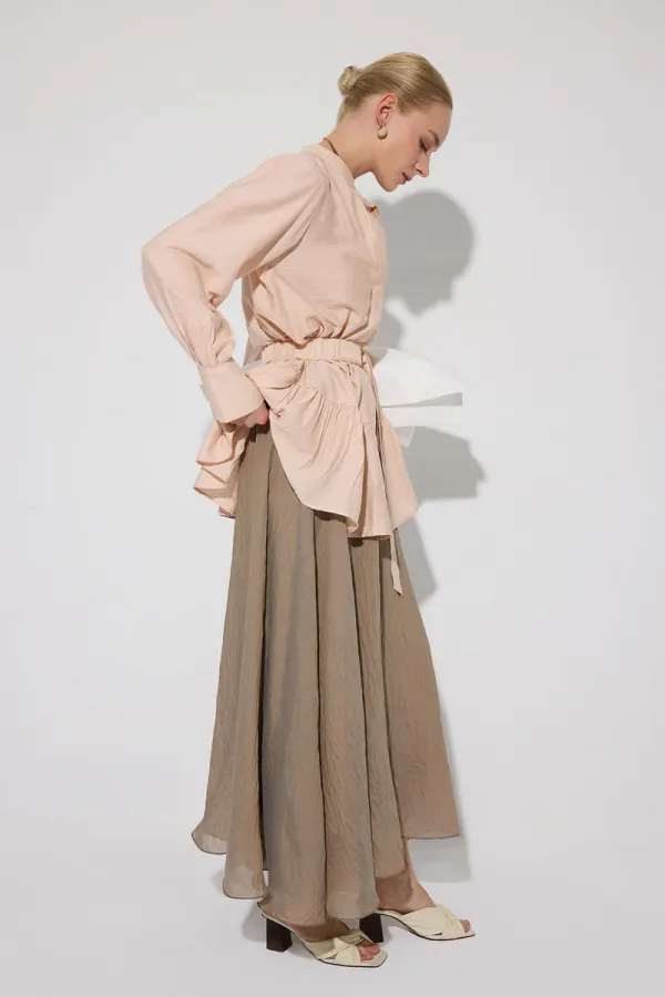 CHEMISE EN VISCOSE AVEC CEINTURE