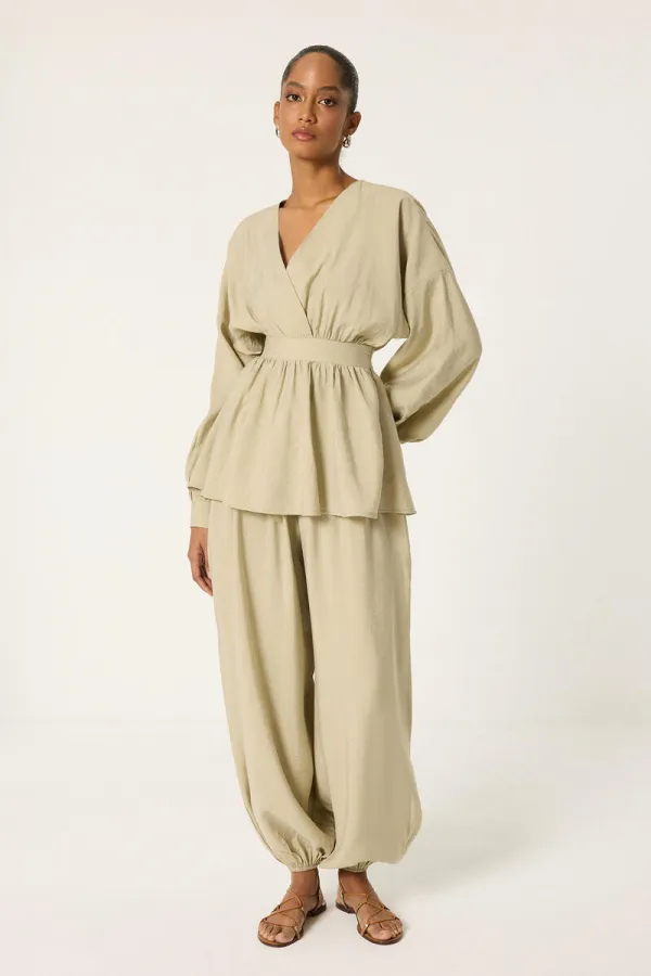 PEPLUM TUNIC AND SHALWARS PANTS 2-PIECE SET