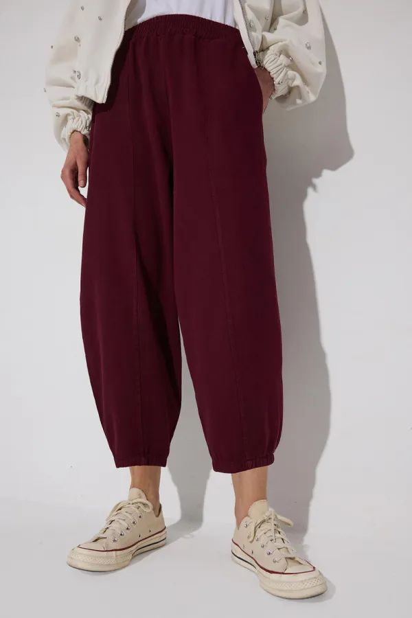 GABARDINE BALLOON PANTS WITH ELASTIC WAISTBAND