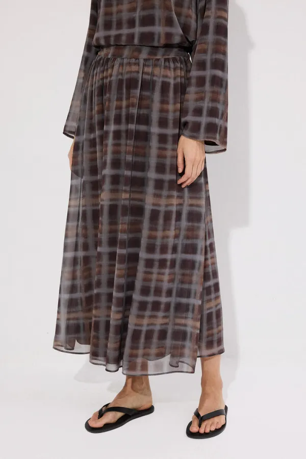 Ensemble 2 pièces en mousseline à carreaux avec col châle