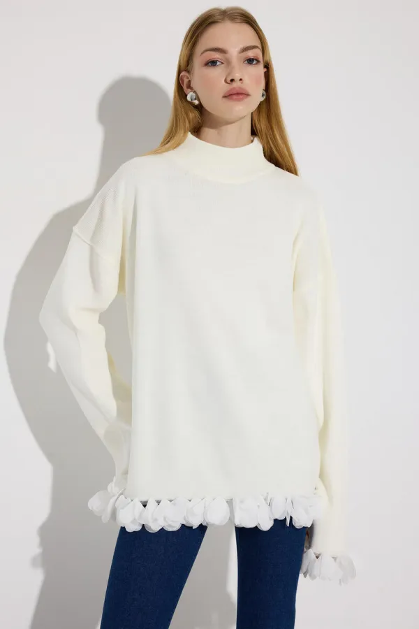 ŞİFON PÜSKÜLLÜ TRİKO KAZAK