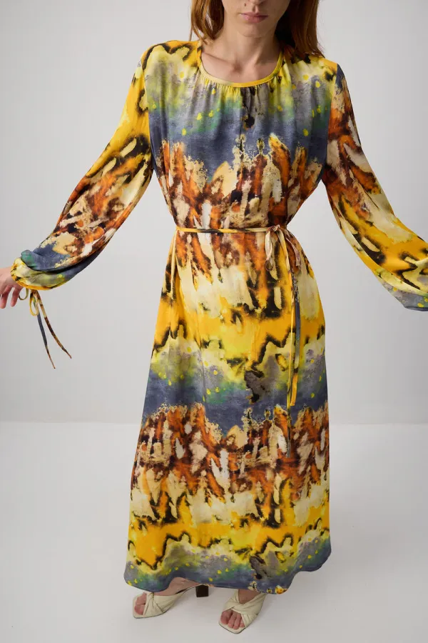 ROBE EN VISCOSE À MOTIFS