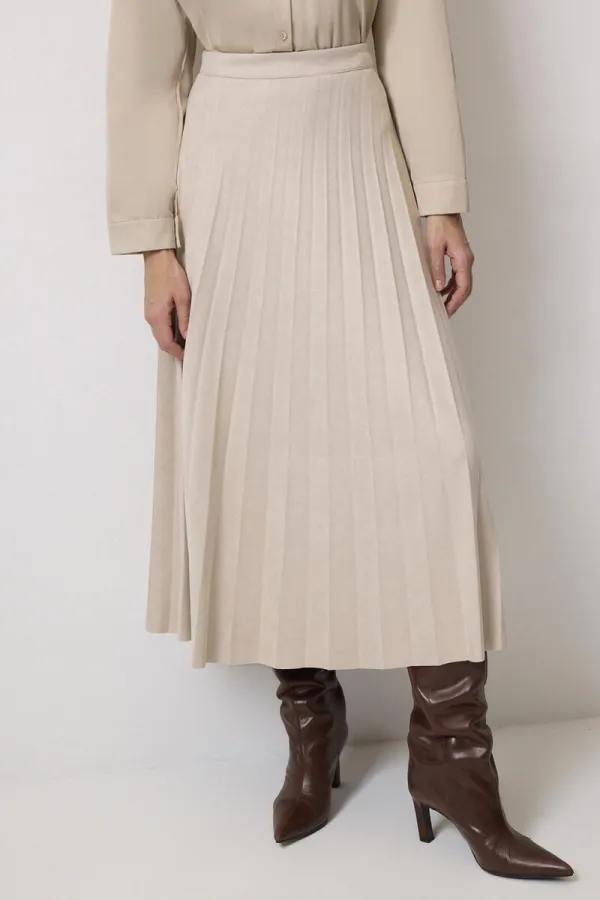 JUPE PLISSÉE EN DAIM