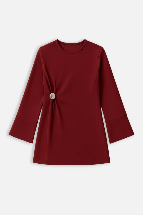 DRAPED BLOUSE WITH METAL ACCESSORIES