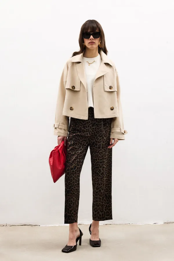 LEOPAR DESENLİ HAVUÇ PANTOLON