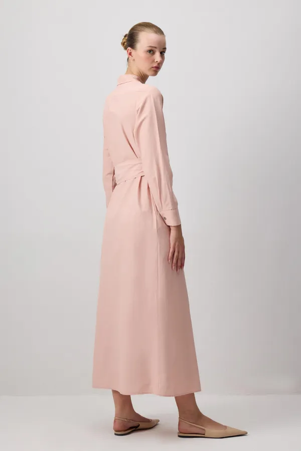 KUŞAKLI POPLİN GÖMLEK ELBİSE