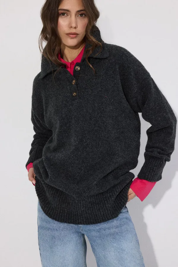 POLO YAKA DÜĞMELİ TRİKO KAZAK