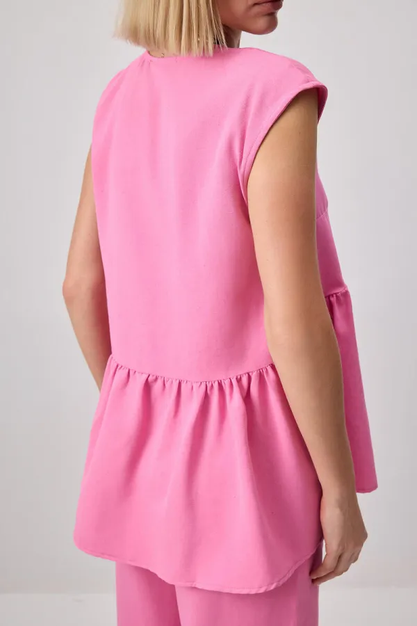 LINEN TEXTURED VEST AND TROUSER SET LINEN TEXTURED VEST AND TROUSER SET