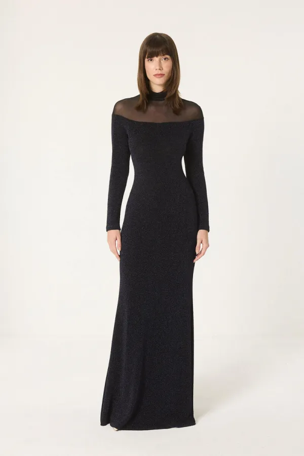 SİM DETAYLI UZUN KOLLU ELBİSE